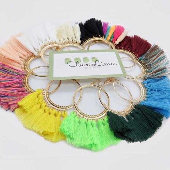 Francesca's Boho Teal Blue Boho Tassel Earrings - Picture 4 of 5